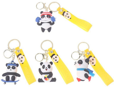 gtrp Cartoon Panda Keychain Sports Weightlifting Panda Pack Of 4 Key Chain
