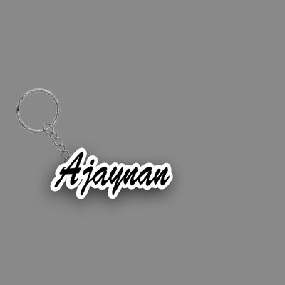 SY Gifts SYG Ajaynan Name Keychain White And Black Key Chain
