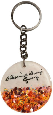 IG Crafter Handmade Orange Glitter used Blessings Always Guruji Key Chain