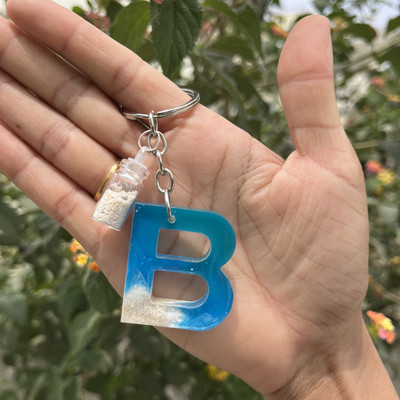 UniQ Creation Ocean Desin Resin Alphabet Keychain B Key Chain