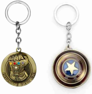 BBG NEW_Combo of Infinity Power & Captain America Rotating keychain Key Chain