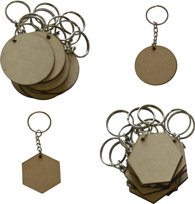 Ecomology Pack of 50 (25Round & 25Hexagon) 2 Shape Key Chains with Ring (50 x 50) mm Key Chain