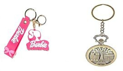 MOREL Eiffel Tower Pocket Watch Metal Keychain AND CUTE PINK KEYCHAIN COMBO Key Chain