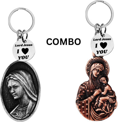 The Men Gift Double Sided Holy Mother Merry Keychain Keyring Set For Car And Bike Com643-638 Key Chain