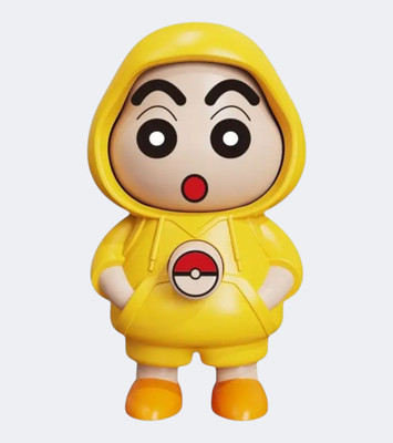 AirSoft Funny Shinchan Cartoon Desk Collectible Cute Expression Change Yellow Hoodie Toy Key Chain