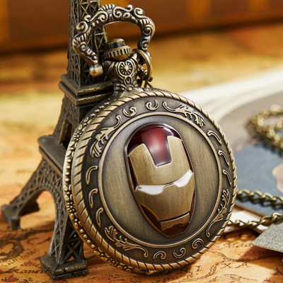 Tiny Tim IronMan Vintage Pocket-Watch Antique Style Metallic Keychain Best Gift Key Chain