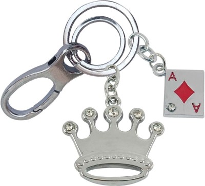 HANDSOME ISK Diamond Princess Crown with Playing Card Diamond Nice Locking Lock Key Chain