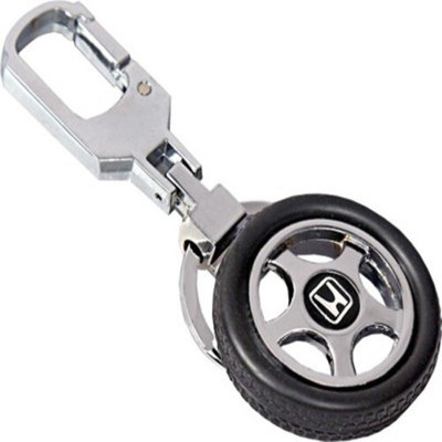 GSV Honda Logo Premium Quality Rotating Wheel Tyre Metal Locking Key Chain