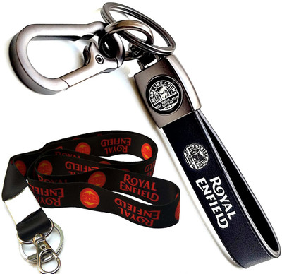 NSV Royal Enfield Leather Keychain With Bullet Bike Lanyard Key Chain