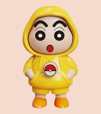 AirSoft Cartoon Shinchan Yellow Hoodie Expression Change Toy Gift Cute Desk Collectible Key Chain