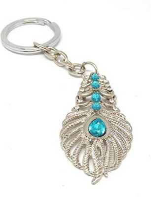 Meeko.com Peacock Feather Omg Blue Stone Keychain Key Chain