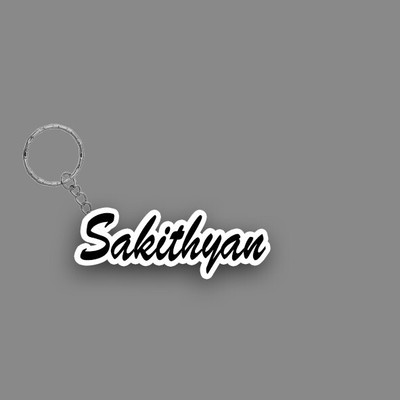 SY Gifts SYG Sakithyan Name Keychain White And Black Key Chain