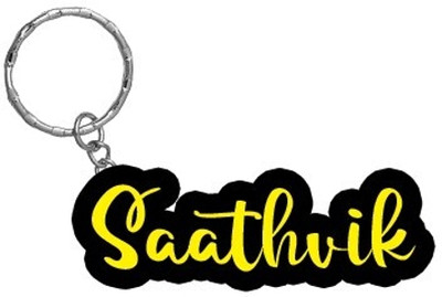 SY Gifts Saathvik Name Black Yellow Name Keychain Key Chain