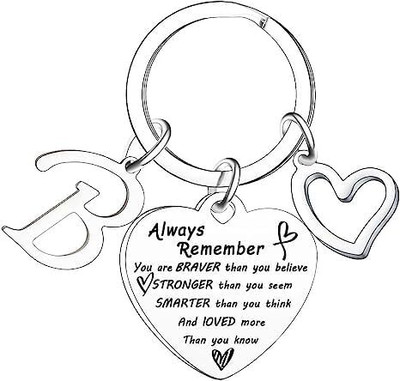 Artisans Crafted B – Heart Keychain with Initial Letter_Inspirational Gifts Key Chain