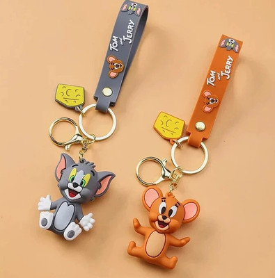 Mini foot prints Tom and Jerry Pair 3D Silicone Keychain Key Chain