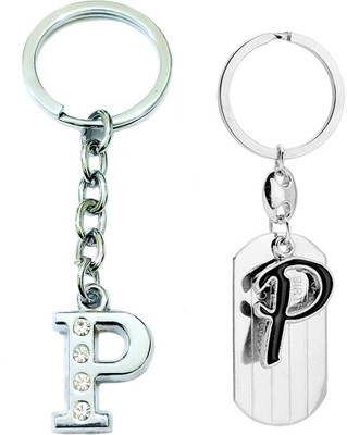 Meeko.com combo P Alphabet M Metal key ring for Car Bike Men Women P Key Chain