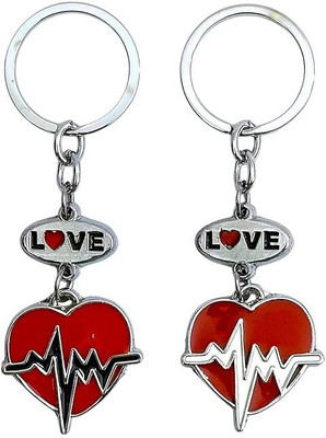 AMANVANI Red Heart Cute Couple Key Ring/Bag Pendant/Doll Keychain Key Chain