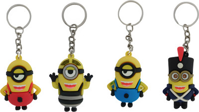 Newview Cute Cartoon 3D keychain 4 Piece Minions Combo. Key Chain