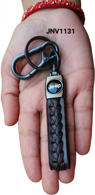 JNV Brown Leather Keychain Compatible With Jeep Compass | Wrangler | Meridian Car Key Chain