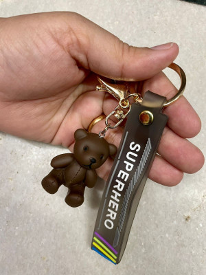 gtrp Cute 3D Teddy Bear Keychain With Charm (Black) Key Chain