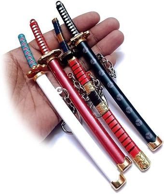 Orelius Fire ™ 4PC Samurai Katana Metal Key chain Sword | Ideal Gifts Key Chain