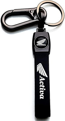 Shining Gift Activa Premium Leather Metal Locking Hook For Men/Women with Car & Bike (Black) Key Chain