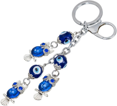 GKCH keychain-Three Owl Design Blue Evil Eye Key Chain