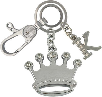 HANDSOME ISK Beautiful & Attractive Princess Diamond Crown With K Letter Locking Lock Key Chain