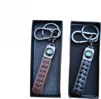JNV Black And Brown Leather Keychain Compatible With LAND ROVER Car Key Chain