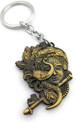 High Choice Double Sided Lord Krishna with Peacock and Playing Flute Metal Key Chain