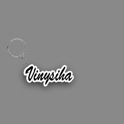SY Gifts SYG Vinysiha Name Keychain White And Black Key Chain
