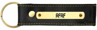 SY Gifts Afaf Name Black Leather Keychain Key Chain