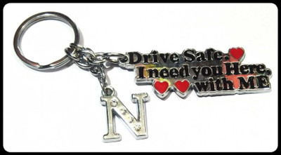 Meeko.com DRIVE SAFE WITH ALPHABET N LETTER / N NAME KEY RING-Kc333 Key Chain