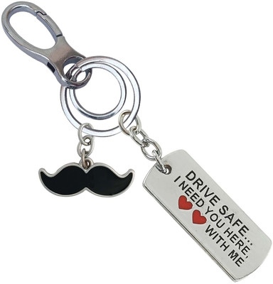 SHOKY LOOKS Premium Quality Drive Safe With Mustache Locking Lock Decorate Your Keys Key Chain