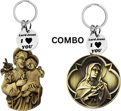The Men Gift Lord Jesus Keychain Combo– Sacred Heart Religious Keyring Set ShivkeyCom636-627 Key Chain