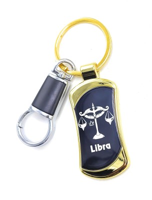 Jdp Novelty Zodiac sign Libra(Tula)Premium Quality Metal Keychain Black Gold Colour Key Chain