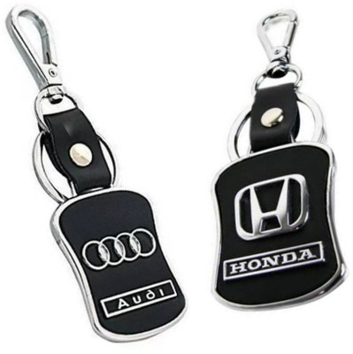 Jainsburys Combo of Audi & Honda Logo Leather Hook Keychain & Best Quality Keychain Key Chain