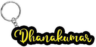 SY Gifts Dhanakumar Name Black Yellow Name Keychain Key Chain