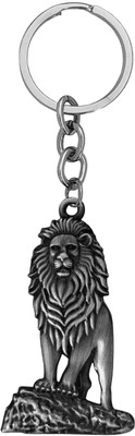 M Men Style Lion Head Metal Keychain Wild Strength & Power Design Keys Grey SKey2025504 Key Chain