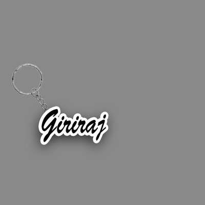SY Gifts SYG Giriraj Name Keychain White And Black Key Chain