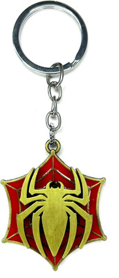 FLAMBE Marvel Avengers Spider Logo Red Gold Combination Rotating Keychain Key Chain