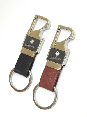 Jdp Novelty 2 pcs Set of Leather Metal Opner Keychain for Pulsar Bike Key Chain