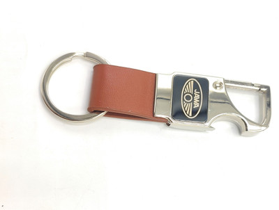 Jdp Novelty Metal Leather Opner Keychain for Jawa Bikes Brown Colour Key Chain