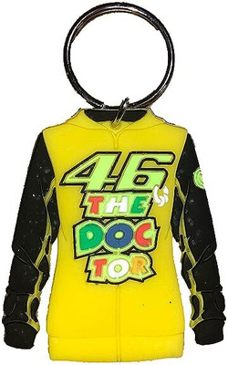 GKM Double Sided VR46 The Doctor Biker Jacket Rubber keychain for Car Bike Men Key Chain