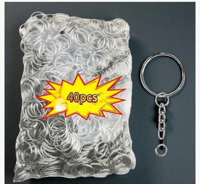 Haniza 40pcs 25mm keychain chains and 40pcs open rings, used for keychain Key Chain Key Chain