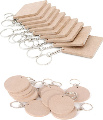 Maitri Pack of 50 (25Round & 25Square) 2 Shape Key Chains with Ring (50 x 50) mm Key Chain