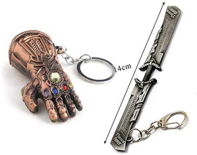 JAINSON MARTIN Combo Of Thanos Hand Copper And Silver Thanos Blade Sword Infinity War Key Chain