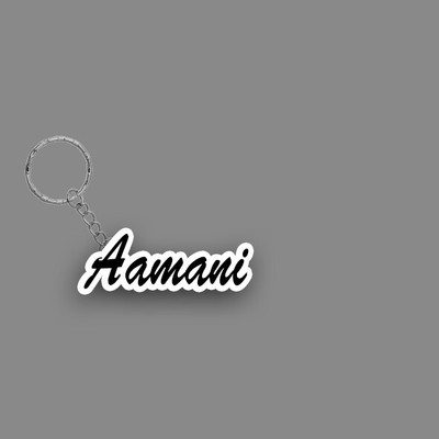 SY Gifts SYG Aamani Name Keychain White And Black Key Chain