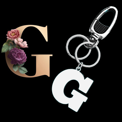 Shiv Jagdamba A to Z Alphabet Key Rings Stainless Steel Letter Charm Keychain G - LCKShiv984 Key Chain
