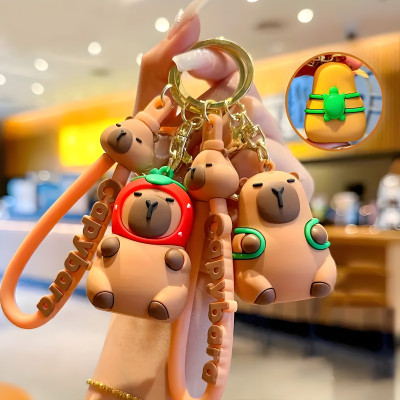 Elecart KQ-0745-CB Cute Creative Funny Calm Down Peaceful Brown Capybara Key Chain